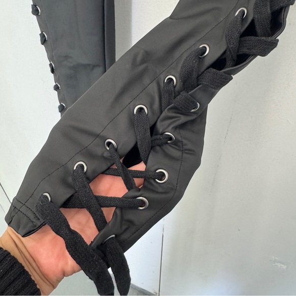 CLUB EXX ROWDY ROOM LACE-UP PANTS black faux leather Y2K Gothic XL Dolls Kill - Picture 5 of 11